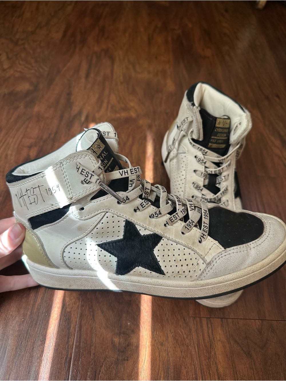 Vintage Havana High-Top Sneakers in Black and Cream - Picture 2 of 9